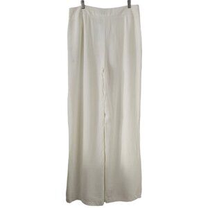 Karen Millen Ivory Viscose Satin Back Crepe Wide Leg Trousers US 12